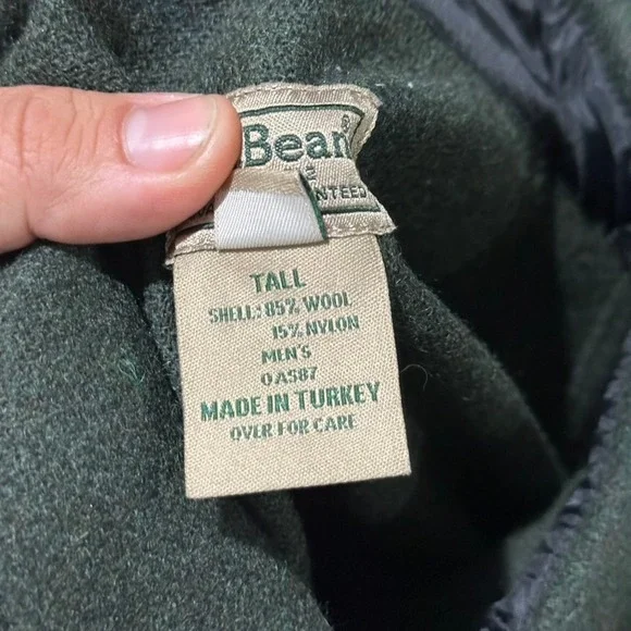Vtg LL Bean Mens XXL Military Green Wool Blend Button Up Shirt Jacket Outerwear - Picture 4 of 10